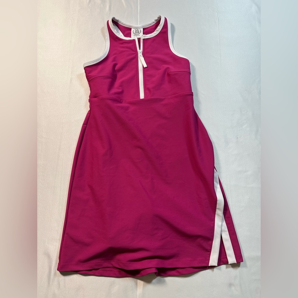 Magenta Racerback Mini Dress with White Trim